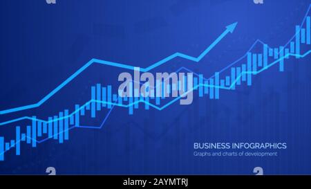 Diagramm des Börseninvestitionshandels. Überwachung des Finanzgewinns und der Statistik. Abstrakte Analisys und Statistikdiagramm. Vektordarstellung Stock Vektor