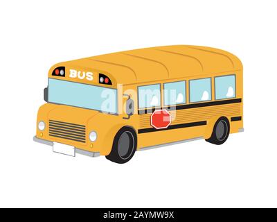 Cartoon Yellow Bus (Schulbus) Illustration Stock Vektor
