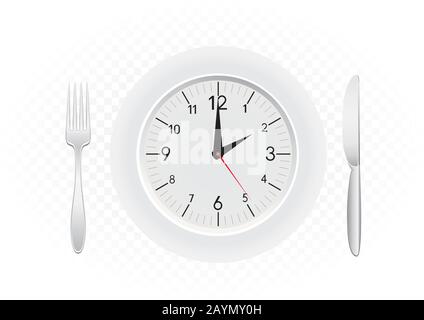 Tischdecken zeigen die Zeit bis zum Abendessen an Stock Vektor