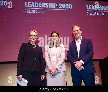 Glasgow, Großbritannien. Februar 2020. Britische Labour-Partei Hustet für die Labour-Partei-Führung 2020. Abgebildet: Die letzten drei. (Links-rechts) Rebecca Long-Bailey MP; Lisa Nandy MP; Keir Starmer MP. Kredit: Colin Fisher/Alamy Live News Stockfoto