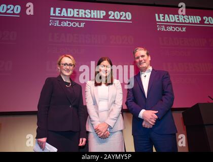 Glasgow, Großbritannien. Februar 2020. Britische Labour-Partei Hustet für die Labour-Partei-Führung 2020. Abgebildet: Die letzten drei. (Links-rechts) Rebecca Long-Bailey MP; Lisa Nandy MP; Keir Starmer MP. Kredit: Colin Fisher/Alamy Live News Stockfoto