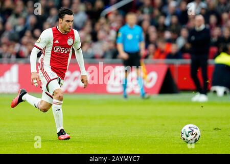 Amsterdam, Niederlande. Februar 2020. Amsterdam, 16-02-2020, JohanCruyff Arena, Saison 2019/2020, Niederländisches Fußball-EM-Spiel Ajax - RKC Waalwijk. AJAX-Spieler Nico Tagliafico Credit: Pro Shots/Alamy Live News Stockfoto