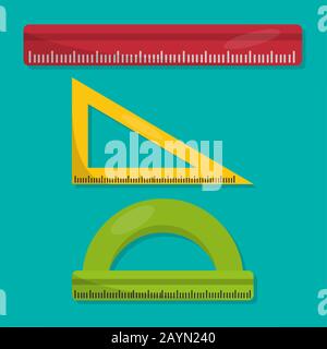 Typ des Lineals isoliert für die Vektordarstellung von Schulobjekten Stock Vektor