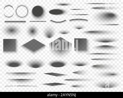 Runder und quadratischer isolierter Boden, transparente Schatten. Dunkler ovaler Schatten und Kreisschattierungen Vektor Stock Vektor