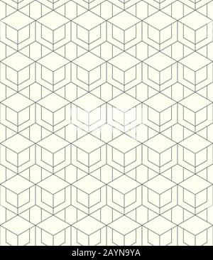 Nahtloses geometrisches sechseckiges Muster auf hellgelbem Hintergrund. Wiederholtes lineares Texturdesign. Stock Vektor