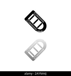 Ruderboot. Schwarzes Symbol auf weißem Hintergrund. Einfache Abbildung. Symbol "Flacher Vektor". Spiegelreflexionsschatten. Kann in Logo, Web, Handy und U verwendet werden Stock Vektor