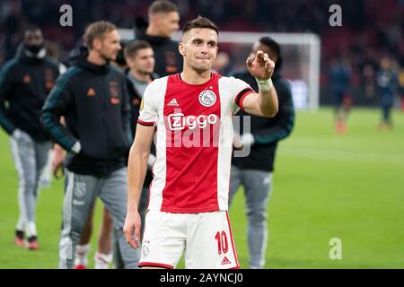 Amsterdam, Niederlande. Februar 2020. Amsterdam, 16-02-2020, JohanCruyff Arena, Saison 2019/2020, Niederländisches Fußball-EM-Spiel Ajax - RKC Waalwijk. AJAX-Spieler Dusan Tadic Credit: Pro Shots/Alamy Live News Stockfoto