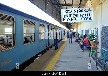 Sri Lanka, Nuwara Eliya, Nanuoya Bahnhof Stockfoto