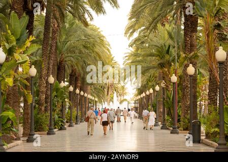 Menschen schlendern die Paseo-Explanada de Espana, Alicante, Costa Blanca, Spanien Stockfoto