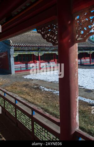 Der zwischen 1893 und 1906 erbaute Winterpalast des Bogd Khan befindet sich im südlichen Ulaanbaatar in der Mongolei. Stockfoto