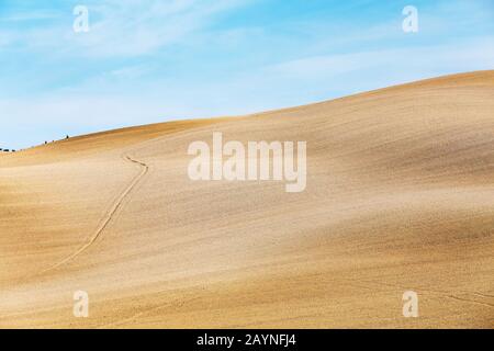 Typische Landschaft der ländlichen Toskana gepflügt Felder im Herbst. Ernte- und Reisekonzept Stockfoto