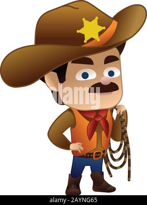 Cowboy Symbol. Cartoon von Cowboy vektor Symbol für Web Design auf weißem Hintergrund Stock Vektor