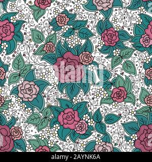 Vektor nahtloses Blumenmuster mit Rosen Stock Vektor