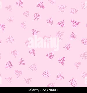 chaotische Vektor farbigen Doodle Herzen Musterdesign - zum Valentinstag Stock Vektor