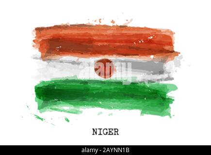 Realistische Aquarellmalerfahne des Niger . Vektor. Stock Vektor