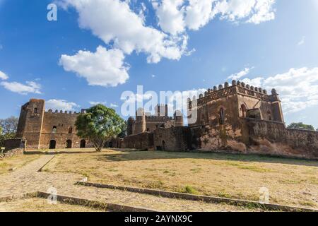 Burg Fasilides, gegründet von Kaiser Fasilides in Gondar, Äthiopien Stockfoto