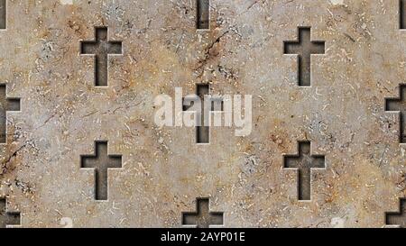 Nahtlose darstellung des christlichen Kreuzmusters 3d-Rendering Stockfoto