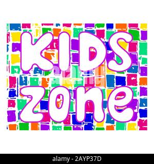 Vektorgrafiken. Design mit Kinderzonenbanner. Spielplatz Für Kinder. Stock Vektor