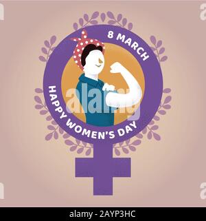 Vektordesign für den Frauentag mit feministischem Symbol. Happy Women's Day, 8. märz Stock Vektor