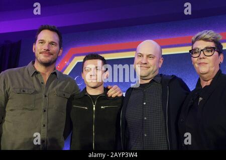 Chris Pratt, Tom Holland, Dan Scanlon, Kori Rae 14.02.2020 "Onward"-Pressekonferenz im SLS Hotel in Beverly Hills in Los Angeles, CA. Foto von I. Hasegawa / HNW / PictureLux Stockfoto