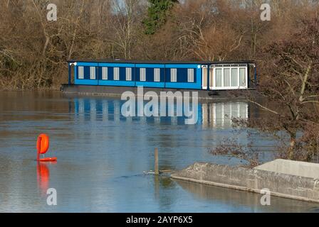 Flooding, Windsor, Berkshire, Großbritannien. Februar 2014. Die Themse platzt an den Ufern nach starken Regenfällen und überschwemmt Felder an der Victoria Bridge. Kredit: Maureen McLean/Alamy Stockfoto