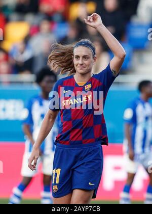 Barcelona, Spanien. Februar 2020. Alexia Putellas feiert beim Spiel der spanischen Frauenliga Primera Iberdrola zwischen den Damen des FC Barcelona gegen Sporting Huelva Ladies im Johan Cruyff Stadium am 16. Februar 2020 in Barcelona, Spanien, ein Tor. Kredit: Dax Images / Alamy Live News Stockfoto