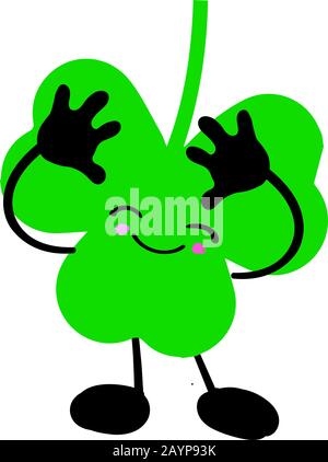 Shamrock-Charakter. Süßer oistischer Kleeblatt auf weißem Grund. St. patrick's Day. Stock Vektor
