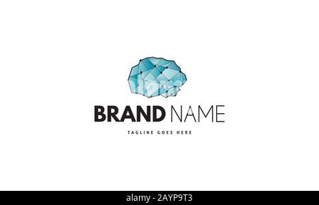 Vektorlogo, auf dem ein abstraktes Bild des Gehirns abgebildet ist. Stock Vektor