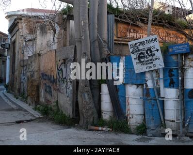 Teil der Green Line oder der Pufferzone in der Altstadt von Lefkosia Nikosia, der letzten geteilten Hauptstadt der Welt Stockfoto