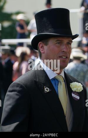 Royal Ascot, Ascot Racecourse, Berkshire, Großbritannien. Juni 2017. Ihre Majestät der älteste Enkel der Königin Peter Phillips besucht Den Tag Eins von Royal Ascot. Kredit: Maureen McLean/Alamy Stockfoto