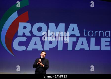 Roma, Italien. Februar 2020. Matteo Salvini Rom 16. Februar 2020. Die Konvention 'Salvini trifft Rom'. Foto Samantha Zucchi Insidefoto Credit: Insidefoto srl/Alamy Live News Stockfoto