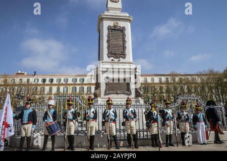 16. Februar 2020: 16. februar 2020 (Málaga) EINE historische Erholung hat den Eingang von Riego in Málaga In Diesem Monat zweihundert Jahre seit dem Eintritt von General Rafael de Riego in die Stadt, der am 18. Februar um das 18. Februar des Jahres um das 18. Februar des Jahres um die Stadt ging, inszeniert. Die Veranstaltung begann mit einer Parade von Mitgliedern der historischen Vereine Teodoro Reding und Torrijos im Jahr 1831. Kredit: Lorenzo Carnero/ZUMA Wire/Alamy Live News Stockfoto