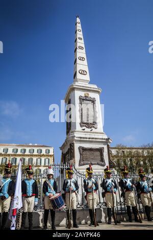 16. Februar 2020: 16. februar 2020 (Málaga) EINE historische Erholung hat den Eingang von Riego in Málaga In Diesem Monat zweihundert Jahre seit dem Eintritt von General Rafael de Riego in die Stadt, der am 18. Februar um das 18. Februar des Jahres um das 18. Februar des Jahres um die Stadt ging, inszeniert. Die Veranstaltung begann mit einer Parade von Mitgliedern der historischen Vereine Teodoro Reding und Torrijos im Jahr 1831. Kredit: Lorenzo Carnero/ZUMA Wire/Alamy Live News Stockfoto