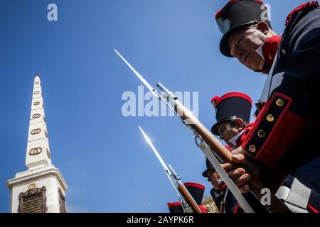 16. Februar 2020: 16. februar 2020 (Málaga) EINE historische Erholung hat den Eingang von Riego in Málaga In Diesem Monat zweihundert Jahre seit dem Eintritt von General Rafael de Riego in die Stadt, der am 18. Februar um das 18. Februar des Jahres um das 18. Februar des Jahres um die Stadt ging, inszeniert. Die Veranstaltung begann mit einer Parade von Mitgliedern der historischen Vereine Teodoro Reding und Torrijos im Jahr 1831. Kredit: Lorenzo Carnero/ZUMA Wire/Alamy Live News Stockfoto