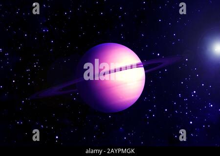 Planet Saturn, pink. Elemente dieses Bildes wurden von der NASA eingerichtet. Stockfoto