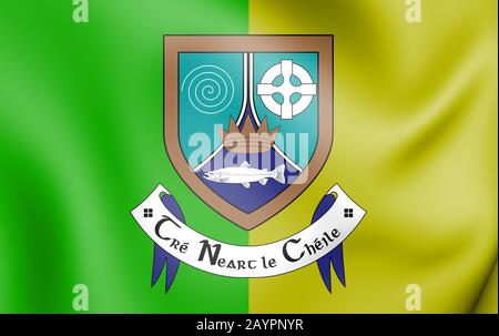 3D-Flagge des Meath County, Irland. 3D-Abbildung. Stockfoto