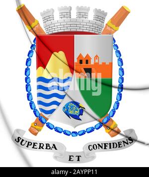 3D-Sint Eustatius Wappen. 3D-Darstellung. Stockfoto