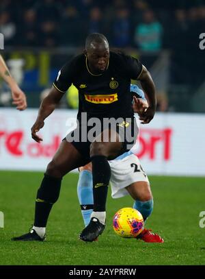 ROM, Italien, 16. Februar 2020 Romelu Lukaku von Inter im Einsatz während des italienischen Serie-A-Fußballspiels zwischen SS Lazio und Finter mailand in Ol Stockfoto