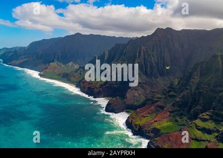 Luftbild zur Küste von Kauai Na Pali Stockfoto