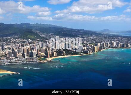 Luftaufnahme von Honolulu, Hawaii Stockfoto