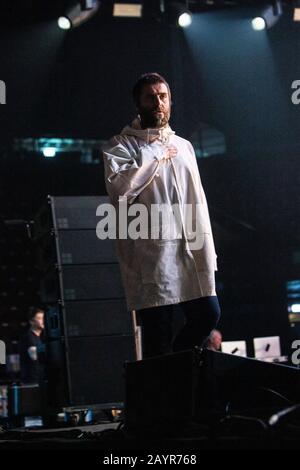 Mailand Italien. Februar 2020. Die englische Singer-Songwriterin LIAM GALLAGHER tritt live auf der Bühne im Mediolanum Forum während der "Why Me, Why Not Tour" auf. Stockfoto