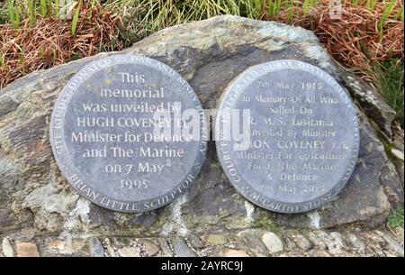 Lusitania Memorial am Old Head of Kinsale in Südirland Stockfoto