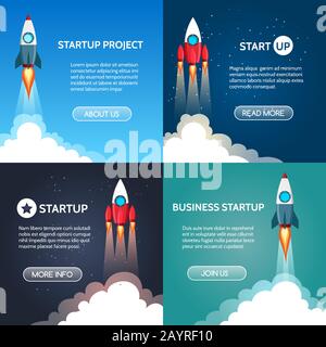 Raketenschiff startet Landungen Stock Vektor