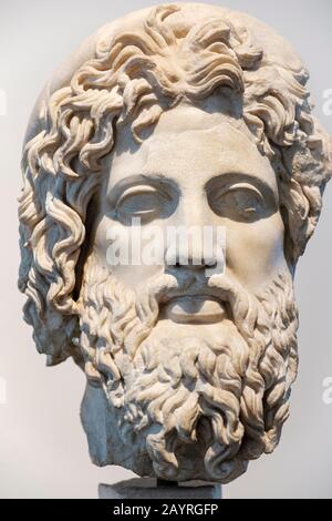 Palatinisches Museum, Museo Palatino, Leiter des Asclepius, Gott der Medizin, römische und griechische Mythen, Rom, Italien Stockfoto