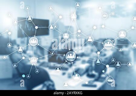 Soziales Netzwerk Struktur. Symbol Menschen. Geschäftliche Verbindungen Konzept. Stockfoto