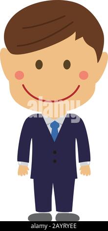 Cartoon deformierte Darstellung von männlichen Personen (asiatische/japanische Geschäftsperson) Stock Vektor