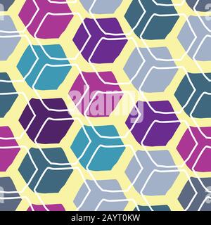 Hexadoodle wundersame Formen in hellen Farben, Vektor nahtlose Wiederholung Oberflächenmuster Design Stock Vektor