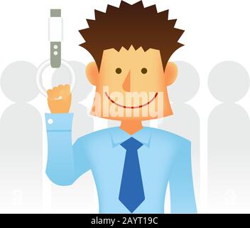 Asiatische Business-Person Vector-Flachdarstellung (Oberkörper) / Pendlerperson, Pendlerzug Stock Vektor