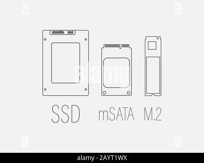 SSD mSATA, M2, SSD-Symbol. Vektorgrafiken, flaches Design. Stock Vektor