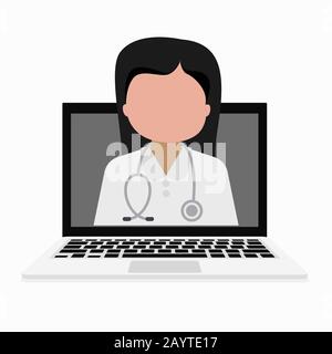 Arzt mit Online-Konzept für medizinische Beratung, Gesundheitswesen, Fragen Sie einen Arzt. Clip-Art Stock Vektor